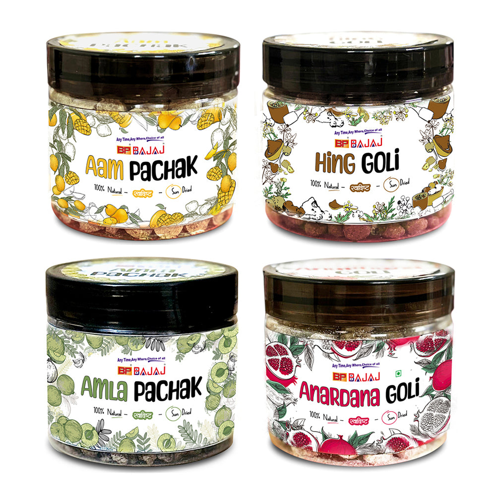 Flavor Fiesta- Aam Pachak, Hing Goli, Anardana Goli, Amla Pachak - 100% natural Indian digestive by BCP Bajaj